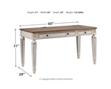 Signature Design by Ashley Realyn Farmhouse 60" Home Office Desk with USB Charging, Chipped White Signature Design by Ashley