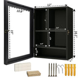 Sofunii Pet Memorial Shadow Box with Shelves,12 * 16 Inch Memory Deep Display Case,Personalized Keepsake for Dog & Cat Lovers, Pet Remembrance Loss Sympathy Gift - Black Sofunii