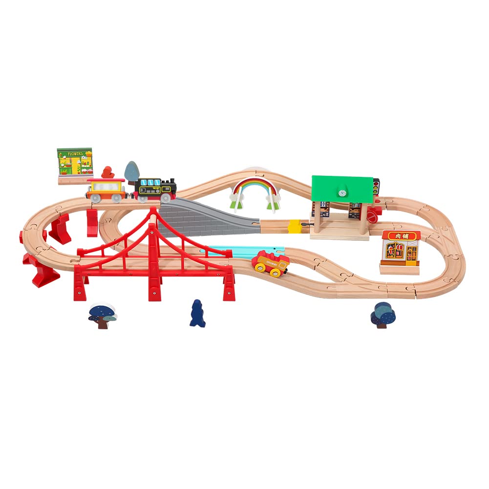 Battery Operated Locomotive Train, Magnetic Train Toy for Wooden Tracks, Motorized Train Compatible with Thomas, Brio, Chuggington, Melissa and Doug (Battery Not Included) Z MAYABBO