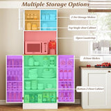 Giantex Kitchen Hutch Cabinet, 67" Tall Pantry Cabinet with Microwave Countertop, 8 Door Shelves & 5 Adjustable Shelves, Freestanding Cupboard with Glass Door for Living Room, Dining Room, White Giantex