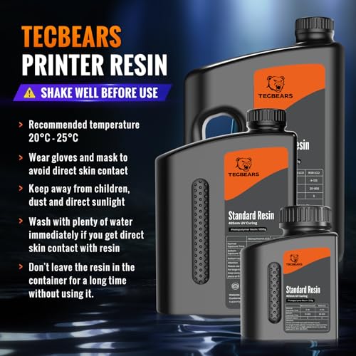 TECBEARS 3D Printer Resin Bundle,405nm UV Curing Standard Resin, Fast Curing 3D Printing Liquid Photopolymer Resin for LCD 3D Printers, Low Shrinkage, High Precision, 333g per Bottle,9 Colors