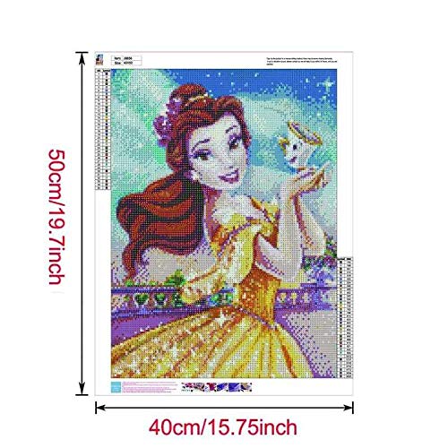 DIY 5D Diamond Art Arts for Adults, Princess Belle Beautiful Princess Full Drill Diamond Embroidery Kit Home Office Wall Art Decor Paint by Numbers 15.7x19.6 inches Better Selection