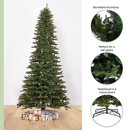 12ft. Belgium Fir Natural-Look Artificial Christmas Tree with 1500 Clear LED Lights and 4962 Bendable Branches