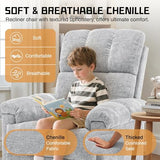 Korser Recliner Chair, Swivel Rocker Recliner Chair for Adults, Small Recliners for Small Spaces, Manual Recliner Chair with Side Pockets, Nursery Rocking Chair for Living Room, Chenille, Silver Grey