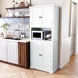 HLR 72" Kitchen Pantry Storage Cabinet, Freestanding Larder Cupboard, Kitchen Hutch Cabinet with Microwave Stand,Utility Pantry with Doors and Shelves for Dining Room, Living Room HLR