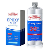 Clear 2 Part Epoxy Glue ClearWeld Waterproof Plastic Weld Adhesive to Metal, Plastics, PVC, Wood, Concrete, Ceramic, Fiberglass Surface Repair, Fishing rods, Wood Furniture, Automotive, DIY (1) Flinemon