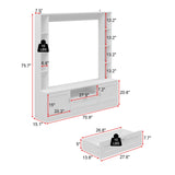 MOUMON Large Entertainment Center with Bookshelf, Wall Units with Doors and Drawer, TV Stand Media Console with Open Shelves for Living Room, White, 15.1”D x 70.9”W x 75.7”H MOUMON
