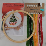 Esffaci Embroidery Starter Kit for Adult Beginner with Xmas Tree Pattern Stamped Cross Stitch Set with Embroidery Cloth Hoop Needle Threader Embroidery Floss and Instruction