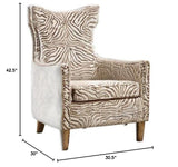 BOWERY HILL Traditional Fabric/Wood Animal Pattern Armchair in Brown BOWERY HILL