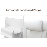 Keyluv Modern Upholstered King Bed Frame with Adjustable LED Headboard, Wave-Like Curve Design, Solid Wooden Slats Support, No Box Spring Needed, Noise Free, White Keyluv