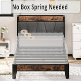 LIKIMIO Twin Bed Frames, Storage Headboard with Charging Station, Solid and Stable, Noise Free, No Box Spring Needed, Easy Assembly LIKIMIO