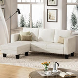 YESHOMY L-Shaped Convertible Sectional Sofa 3 Seater with Corduroy Fabric, Complete with Mobile Footrest, for Living Room, Apartment and Office, 70", Cream YESHOMY