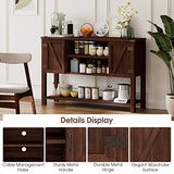 Giantex Buffet Sideboard, Farmhouse Wood Cupboard w/ 2 Storage Cabinets & 2-Tier Open Shelf, Spacious Countertop, Adjustable Shelves, Anti-Tipping, for Kitchen Living Room (Brown) Giantex