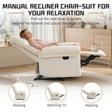 Korser Recliner Chair, Living Room Chairs for Adults, Thick Upholstered Manual Recliner with Side Pockets, Small Recliner for Small Spaces, Lounge Chair for Nursery Bedroom Apartment RV, Chenille
