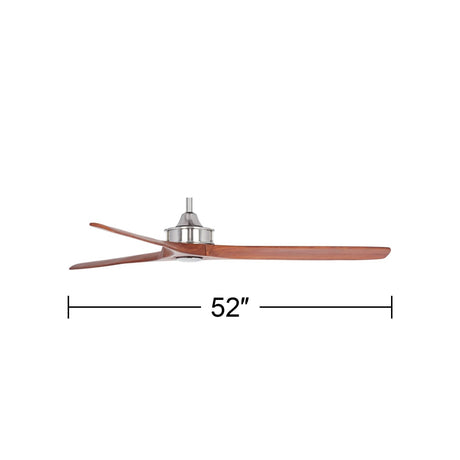 Casa Vieja 52" Windspun DC Modern 3 Blade Indoor Ceiling Fan with Remote Control Brushed Nickel Walnut Solid Carved Wood for Living Kitchen House Bedroom Family Dining Office Kids Room Casa Vieja