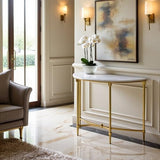 Starlight Canyon Home White Marble Hallway Table, Modern Luxury Console Table for Entryway or Living Room with Gold Metal Legs and White Marble Table Top Starlight Canyon Home