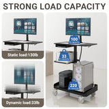 Natwind Mobile Workstation Cart with Monitor Mount, Height Adjustable Rolling Computer Desk with Cable Management Tidy, Heavy-Duty Standing Desk with CPU Holder for Office, School, Medical, Workshop Natwind
