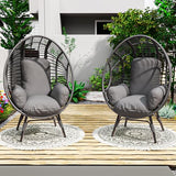LUTINLIX Oversized Wicker Egg Chair Set of 2 Outdoor Indoor,Patio Lounge Chair with Thicken Cushions & Durable Steel Frame, Egg Basket Chair 500lbs Capacity for Garden, Backyard, Porch,Bedroom LUTINLIX
