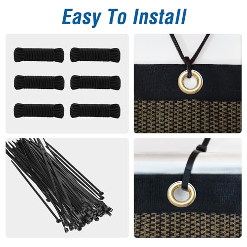 Amagenix 90% Shade Fabric 12'X 18' Mocha Sun Shade Cloth with Grommets GN101 for Pergola Replacement Shade Cover Canopy - Commercial Grade 185 GSM - Cable Zip Ties Included (We Customized) Amagenix