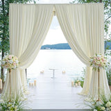 60×12ft Wrinkle Free Ivory Backdrop Curtain for Wedding Parties, 12 Panels 5×12ft Long Soft Silky Polyester Backdrop Drapes Cream Photo Back Drop Curtains for Party Photography Background Cloth NSSONBEN