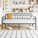 Crocofair Metal Daybed Frame Heavy Duty Slats Sofa Bed Platform Mattress Foundation Twin Daybed No Box Spring Needed(Black Twin) Crocofair