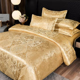 TUMAN Pro Duvet Cover Set European Luxury Satin Embroidery 3-Piece Bedding Set Soft Comfortable and Lightweight Gold Queen Duvet Cover (No Quilt) (Gold, Queen) TUMAN Pro