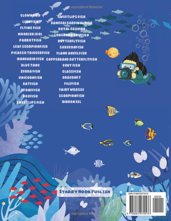 Under the Sea: Color and Learn About Fish: A Fun and Educational Coloring Book for Kids Ages 3–10 Featuring 30 Amazing Ocean Fish! WoodArtSupply