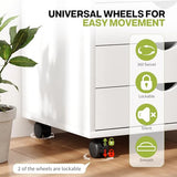 7 Drawer Chest, Dressers Storage Cabinets, Dresser Mobile Cabinet with Wheels, Drawers Organization Furniture for Office, Home, White Simple Deluxe