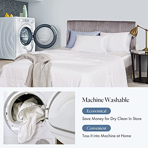 Mommesilk Silk Comforter/Duvet/Quilt, 100% Natural Silk Bedding Blanket, Cool for Summer, Machine Washable White, Full 76x87 Inch Mommesilk