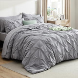 Bedsure King Size Comforter Set - Bedding Sets King 7 Pieces, Pintuck Bed in a Bag Grey Bed Set with Comforter, Sheets, Pillowcases & Shams Bedsure