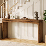 TRIBEWOOD Solid Wood Console Table, 63-Inch Long Farmhouse Sofa Table Behind Couch for Entryway, Living Room, Foyer, Easy Assembly, Brown TRIBEWOOD