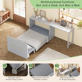 JIVOIT Twin Size Murphy Chest Dresser Bed with Desk, Foldable Cushion, Murphy Cabinet Bed with Adjustable Position Desk for Guest Room, Small Space, No Box Spring Needed (Gray//17) JIVOIT