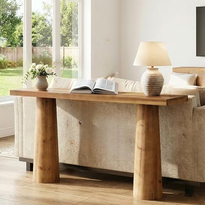 TRIBEWOOD 63-Inch Solid Wood Console Table, Farmhouse Entryway Table, Rectangular Long Sofa Table Behind Couch for Entryway, Hallway, Living Room, Entrance