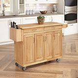 Homestyles General Line Kitchen Mobile Cart with Drop Leaf Breakfast Bar, 54 Inches Wide, Natural Hardwood homestyles