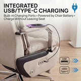 Dual Motor Executive Home Reclining Office Chair with Footrest - One-Click Electric Recline with Massage & Pillow Support Big and Tall PU Leather Ergonomic Desk Chair, High Back Wide Seat (White) COTYFLY