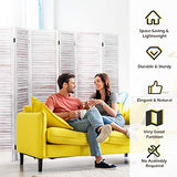 Giantex 6 Panel Wood Room Divider, 5.6 Ft Tall Oriental Folding Freestanding Partition Privacy Room Dividers Screen for Home, Office, Restaurant, Bedroom (White) Giantex