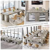 Tribesigns 7 ft Extra Long Conference Table, 86-Inch Office Meeting Room Table, Modern Industrial Rectangle Gray Seminar Desk for 8 (1) Tribesigns