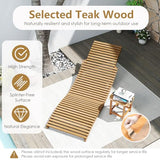 Tangkula Patio Folding Wooden Lounge Chair, Teak Wood Pool Chair with Slatted Seat, Outdoor Portable Low-Profile Sun Lounger for Poolside, Backyard, Porch, Beach (1)