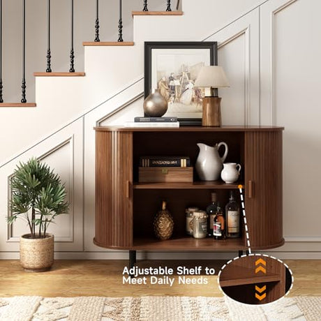 ONBRILL 40" Sideboard Buffet Cabinet with Storage, Storage Cabinet with Sliding Door & Adjustable Shelf, Modern Accent Coffee Bar Console Table for Kitchen, Entryway, Walnut ONBRILL