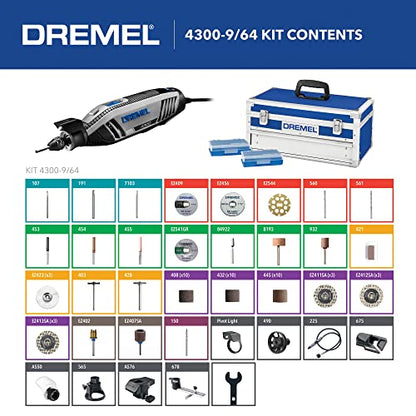 Dremel 4300-9/64 Versatile Rotary Tool Kit with Flex Shaft - 9 Attachments & 64 Accessories - Ideal for Engraving, Etching, Sanding, and Polishing - WoodArtSupply