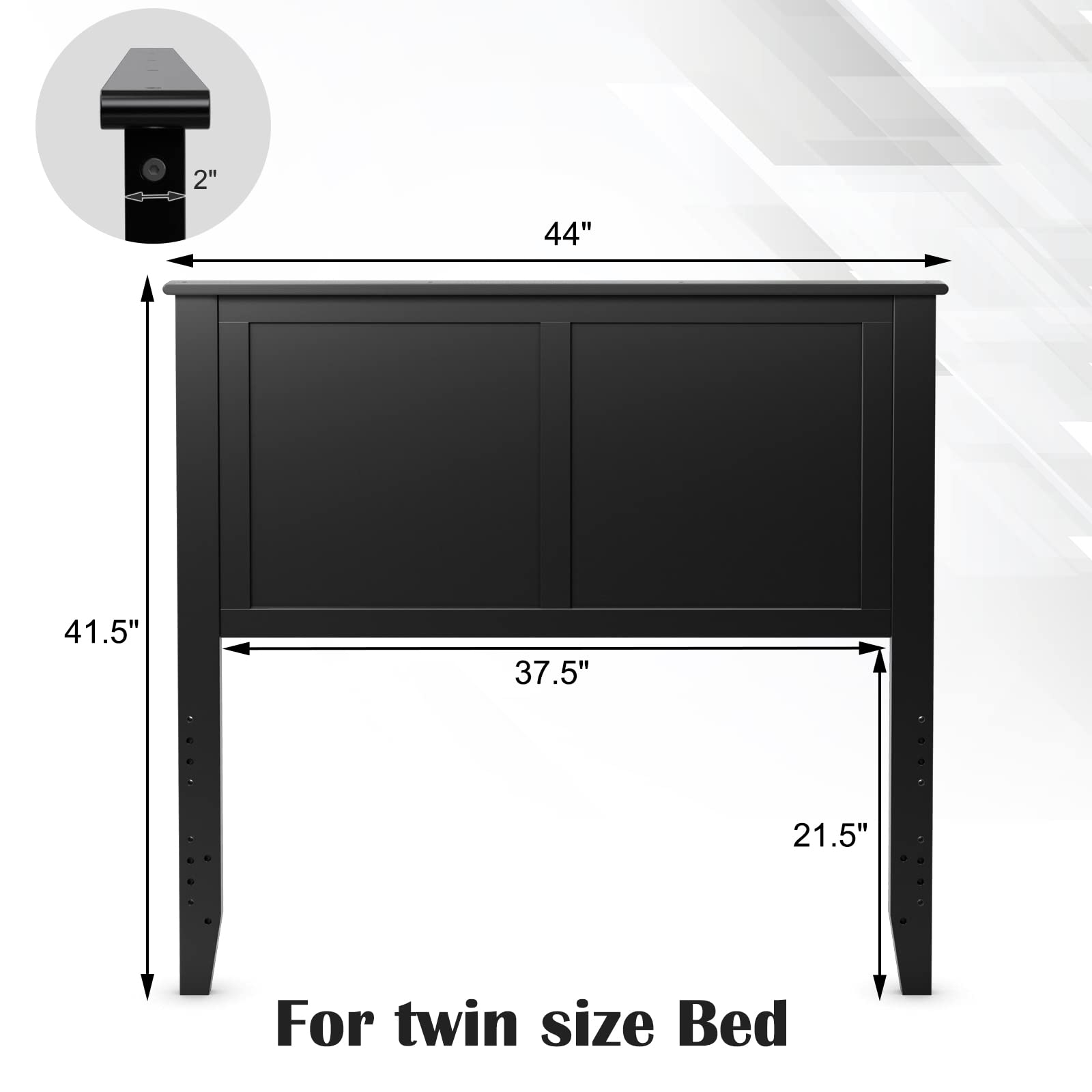 Giantex Adjustable Black Wood Headboard for Twin Beds – Sturdy Flat Panel with Modern Design - WoodArtSupply