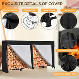 LOENIY 8ft Firewood Rack Outdoor with Waterproof Widened Cover, Heavy Duty Firewood Holder includes 2 Lateral Rods, Powder-coated Wood Rack with LOENIY