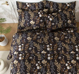 SDY 7PCS Dark Floral Comforter and Sheet Set Full Size, Black Flower Bedding Set for Girl/Women Gift Includes 1*Comforter,1* Flat Sheet, 1*Fitted Sheet,2*Pillowcases and 2*PillowcaseShams SDY