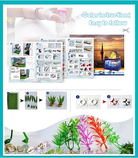 RHZN Miniature House Kit, Dollhouse Kit, Miniature Kit, DIY Mini House Building Kit for Adult Teen, Holidays in Hawaii RHZN