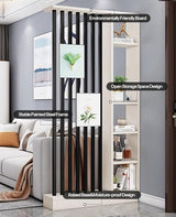 Wall Room Divider, Storage Cabinet Storage Display with Shelves, Modern Freestanding Wood Room Divider Screen, Wall Privacy Screens for Home Decorative (Beige+Black,39.5" L x 9.5" W x 79.5" H) Kavie