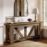 TRIBEWOOD Solid Wood Sofa Table, 70.9 Inches Extra Long Console Table with 2 Tiers Storage Shelves, Rustic Entryway Table Behind Couch Table for Living Room, Hallway, Foyer, Brown TRIBEWOOD