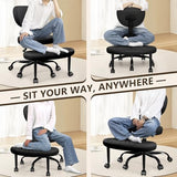 AtHope Ergonomic Cross Legged Office Chair with Wheels - Adjustable Height for Meditation, ADHD Desk & Yoga - Wide Criss Cross Design with Lumbar Support, Kneeling Chair - Black AtHope