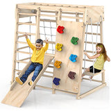 Indoor Jungle Gym, Toddler Climbing Toys Indoor, Indoor Playground Climbing Toys for Toddlers, Climber Playset with Slide, Climbing Rock/Net, Monkey Bars, Drawing Board, Abacus Game and Swing PROY