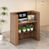 42.1 Inches Reception Desk,Fluted Round Corner Modern Reception Table,Front Counter Table,for Salons, Offices Lobbies Retail Stores and Home Offices (Walnut)