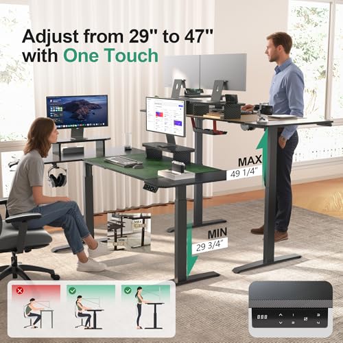 JWX L Shaped Standing Desk 63"x43", Dual Motor Height Adjustable Desk with Reversible Corner Setup, Curved Desktop, Upper Shelf, Cable Tray, Cup Holder, Headphone Hook, Matte Black JWX